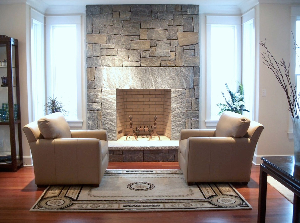 Indoor Stone Fireplace